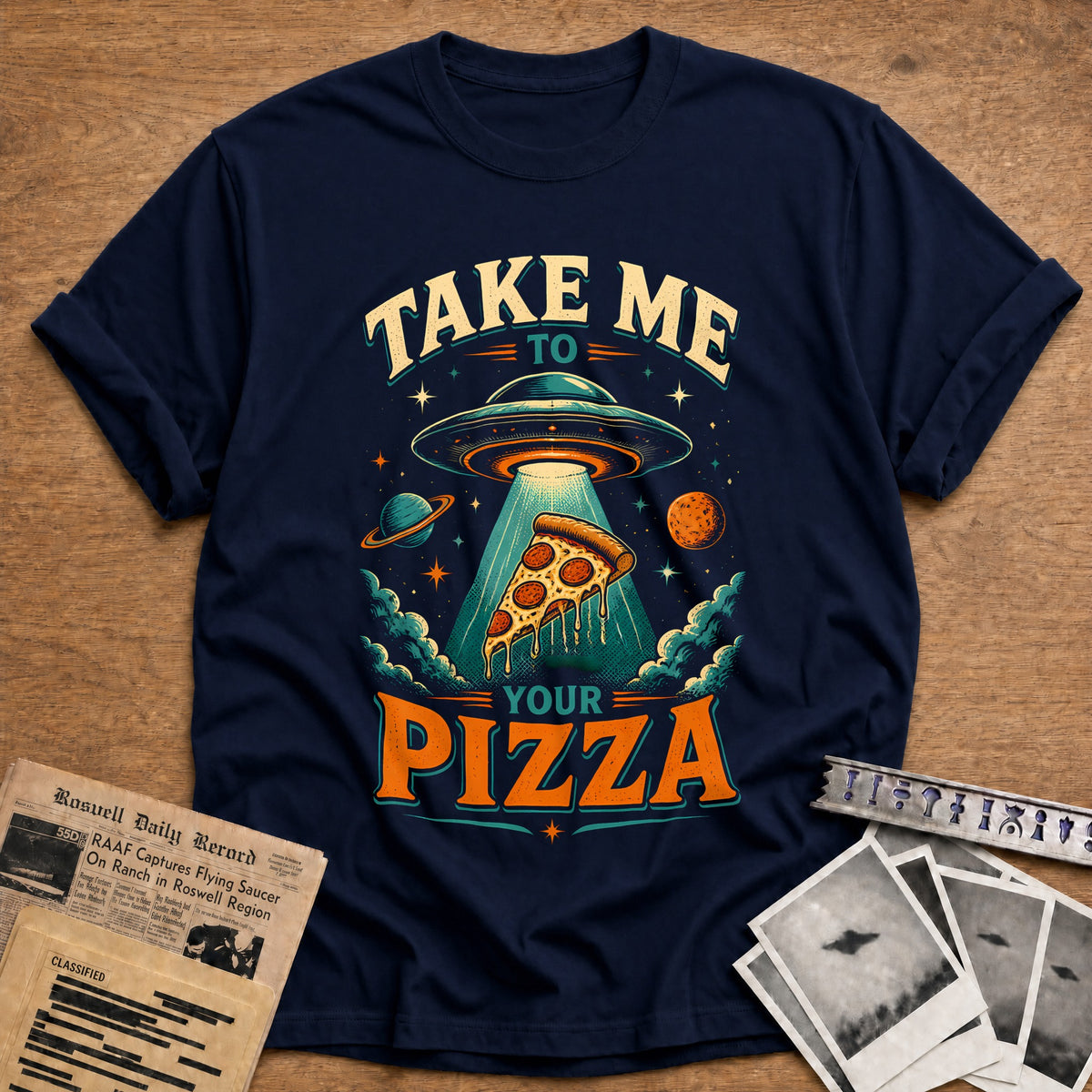 Take Me To Your Pizza 27 T-Shirt - Navy