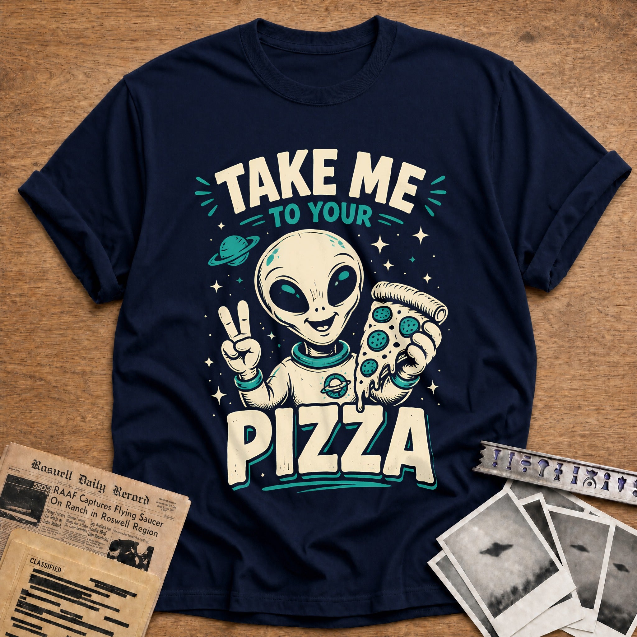 Take Me To Your Pizza 64 T-Shirt - Navy