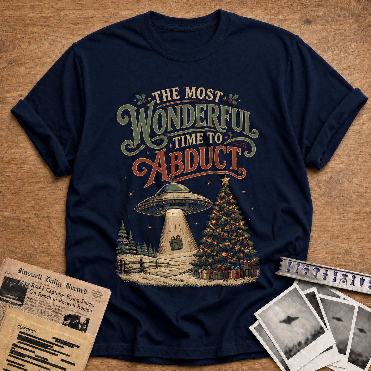 The Most Wonderful Time To Abduct 82 T-Shirt - Navy