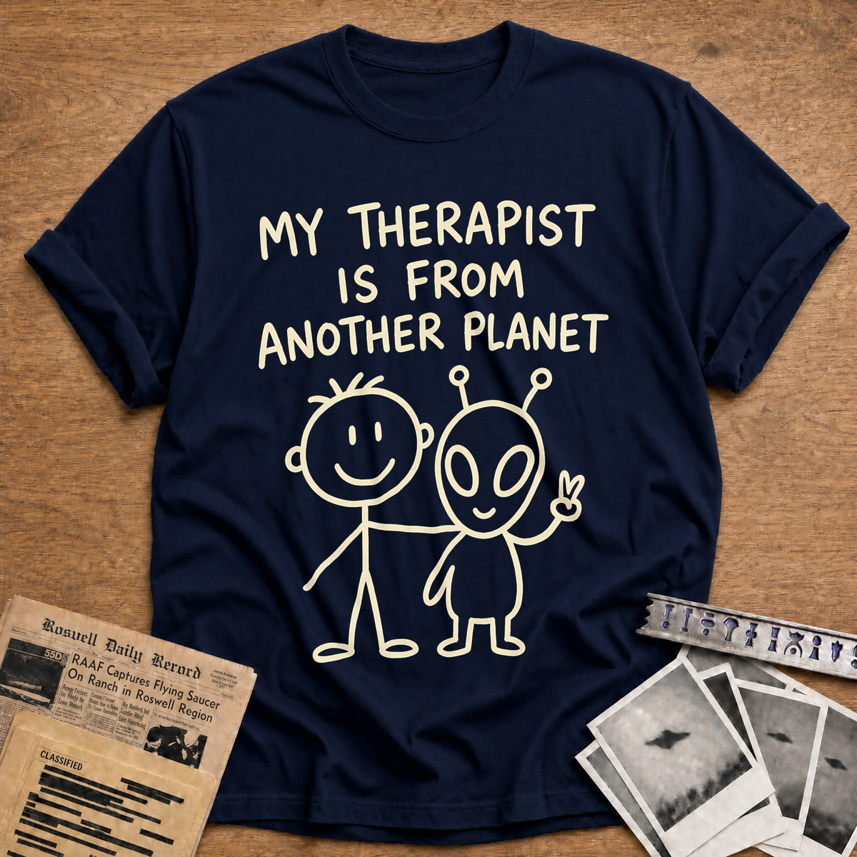 Therapist Another Planet 23 T-Shirt - Navy