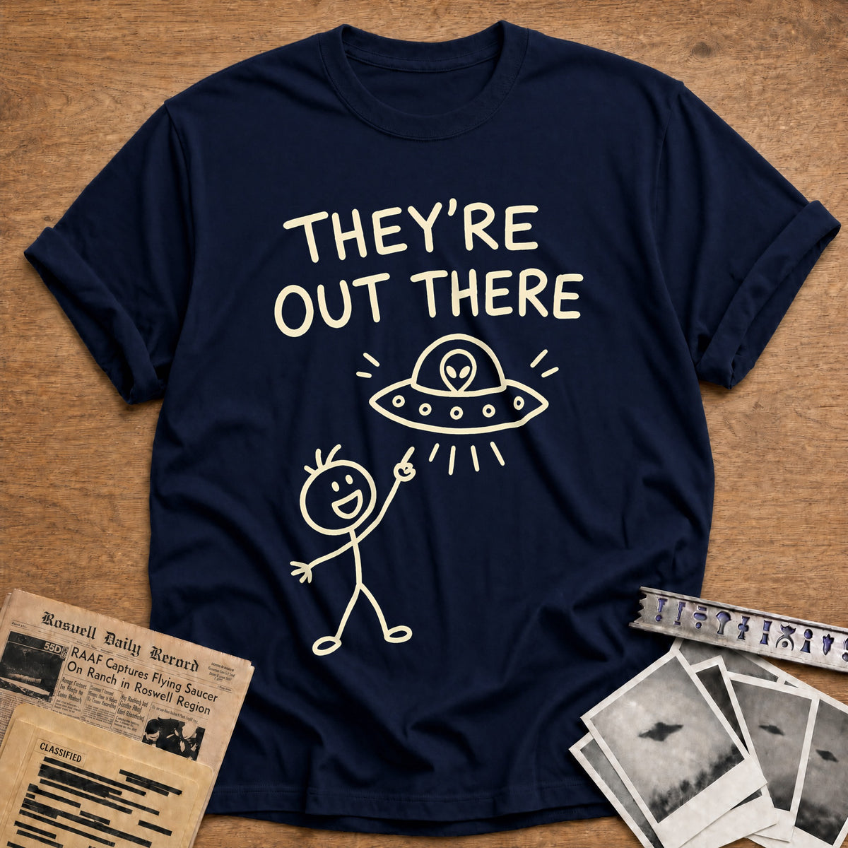 Theyre Out There 58 T-Shirt - Navy
