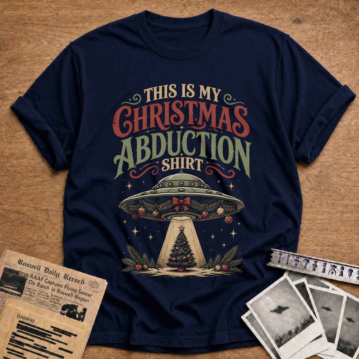 This Is My Christmas Abduction Shirt 45 T-Shirt - Navy