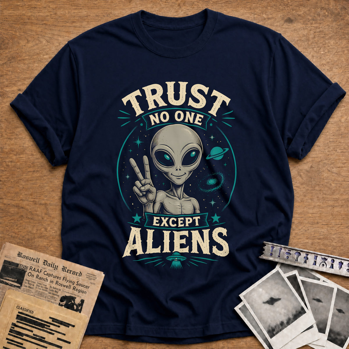 Trust No One Except Aliens 27 T-Shirt - Navy