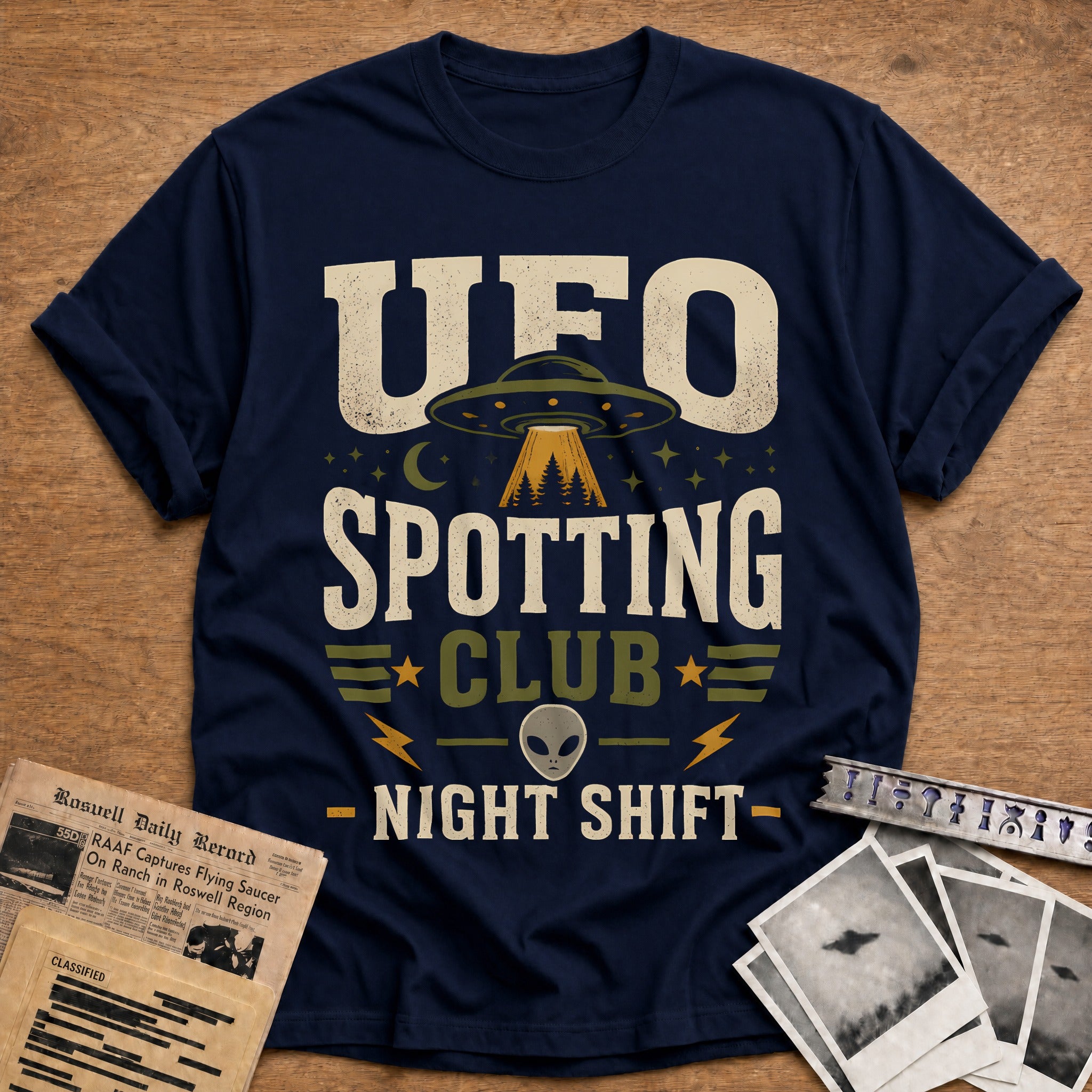 Ufo Spotting Club Night Shift 67 T-Shirt - Navy