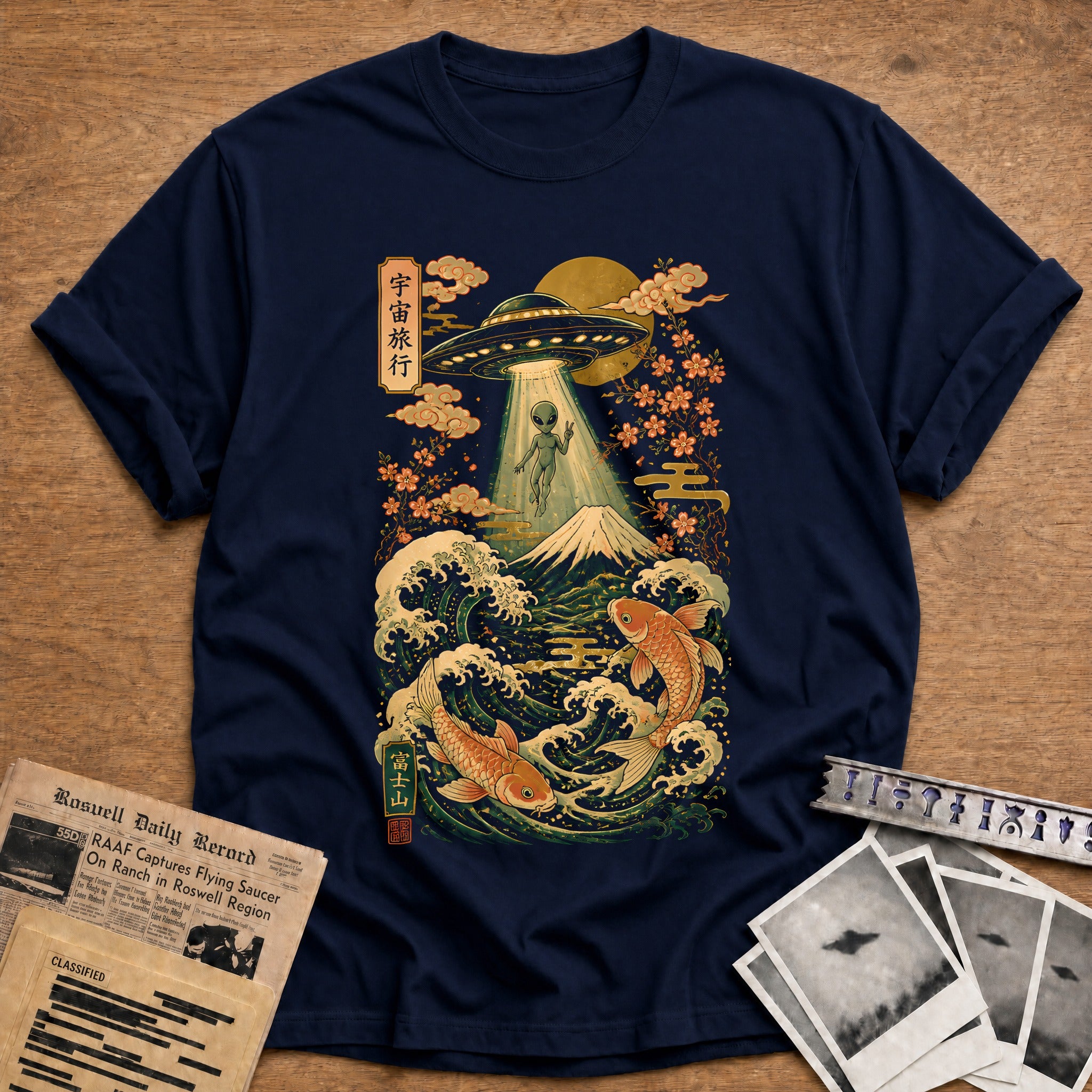 Ukiyoe Ufo Jade 47 T-Shirt - Navy