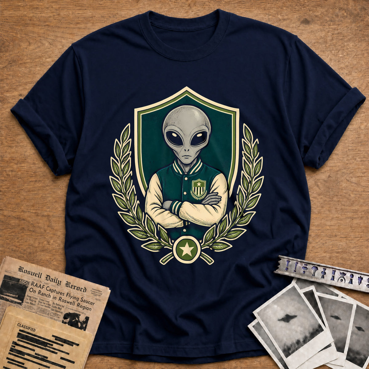 Varsity Alien 53 T-Shirt - Navy