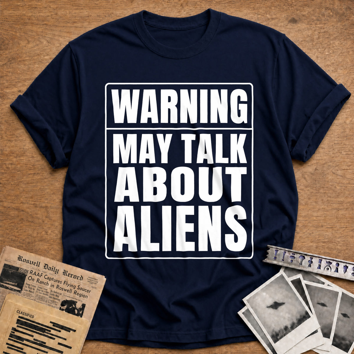 Warning May Talk About Aliens 89 T-Shirt - Navy