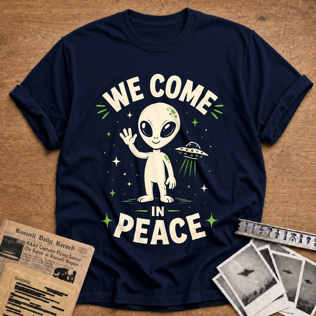 We Come In Peace 96 T-Shirt - Navy