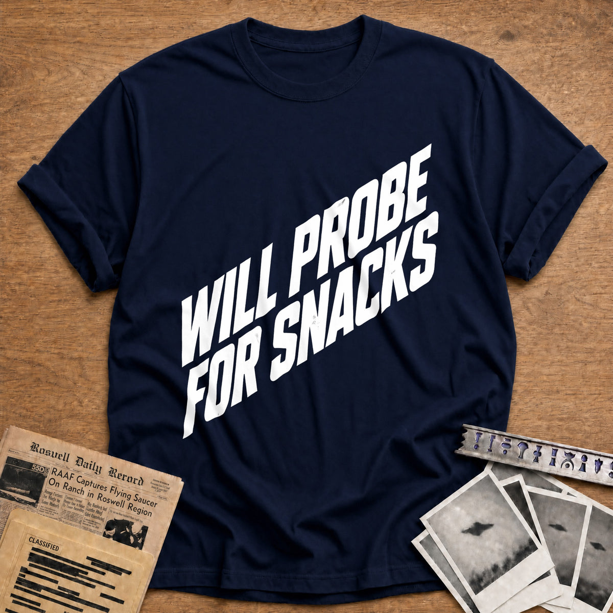Will Probe For Snacks 49 T-Shirt - Navy