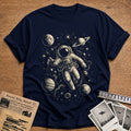 Woodcut Astronaut 26 T-Shirt - Navy