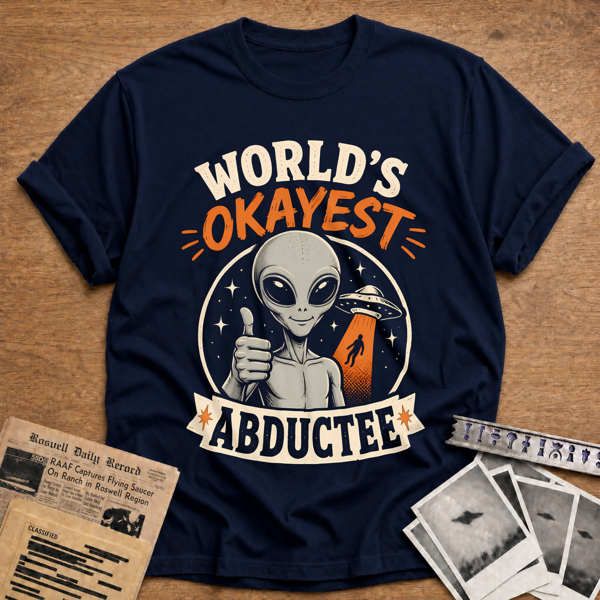Worlds Okayest Abductee 85 T-Shirt - Navy