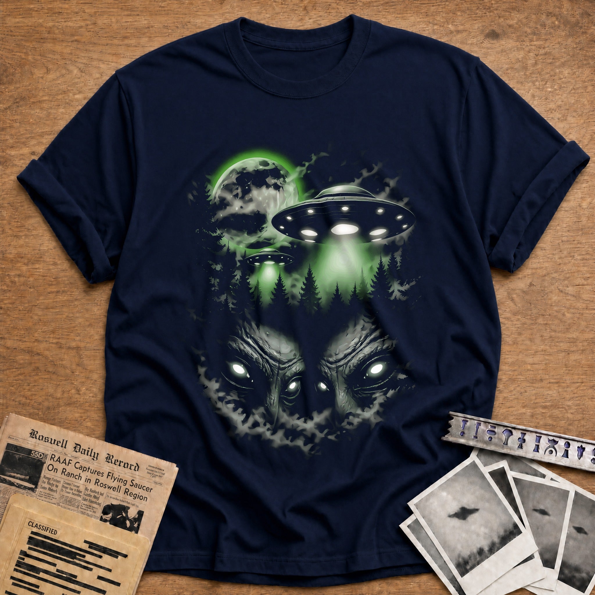 alien ufo forest moon sci fi - Navy