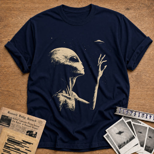 alien ufo space vintage - Navy