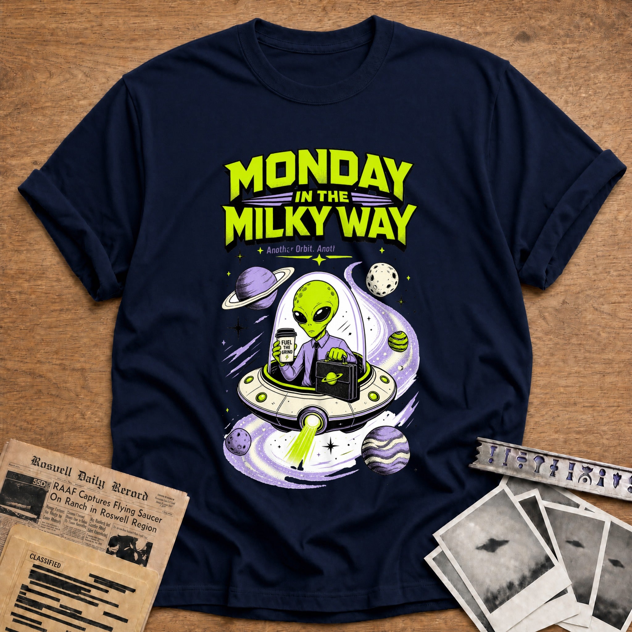 monday in the milky way alien coffee space funny - Navy