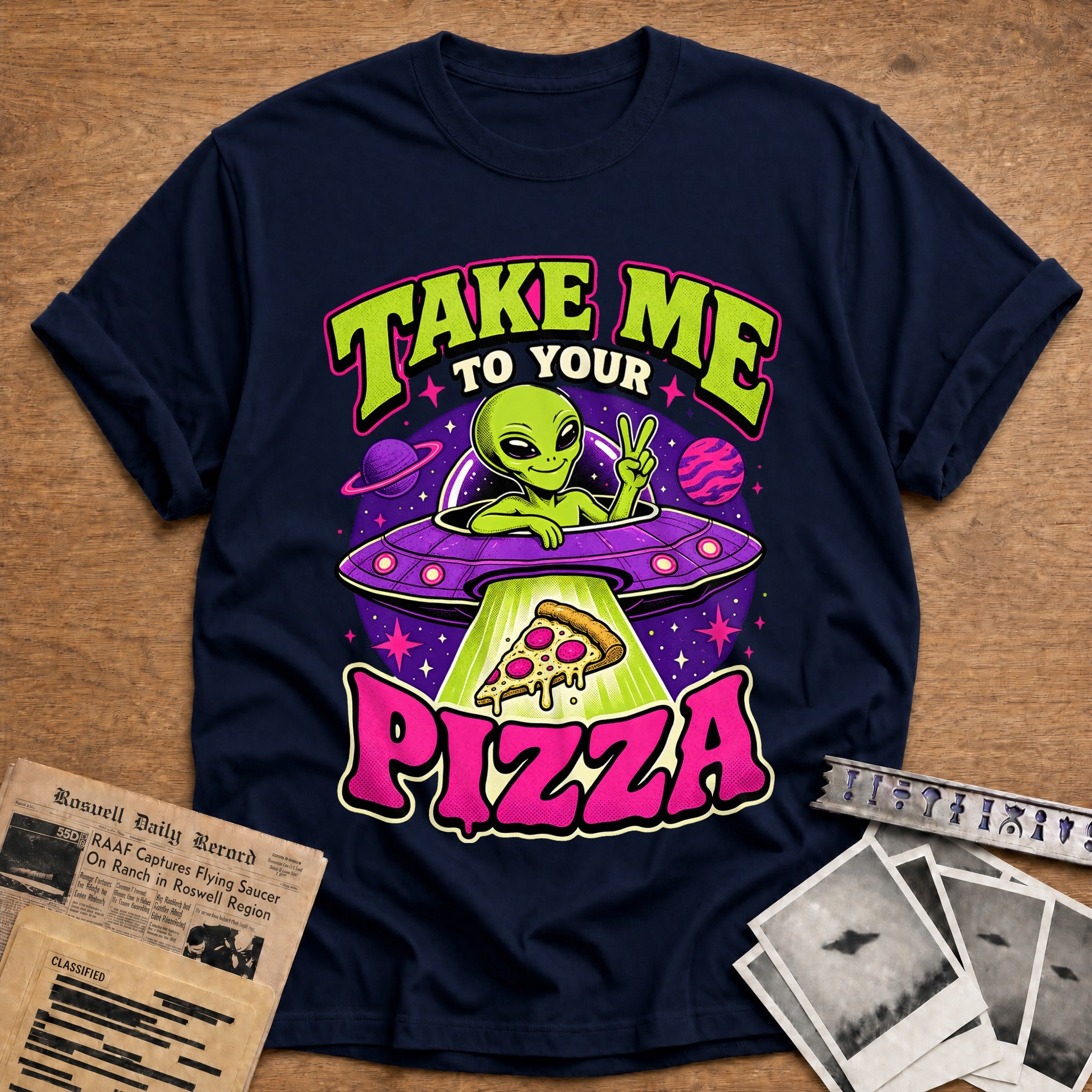take me to your pizza alien ufo funny - Navy
