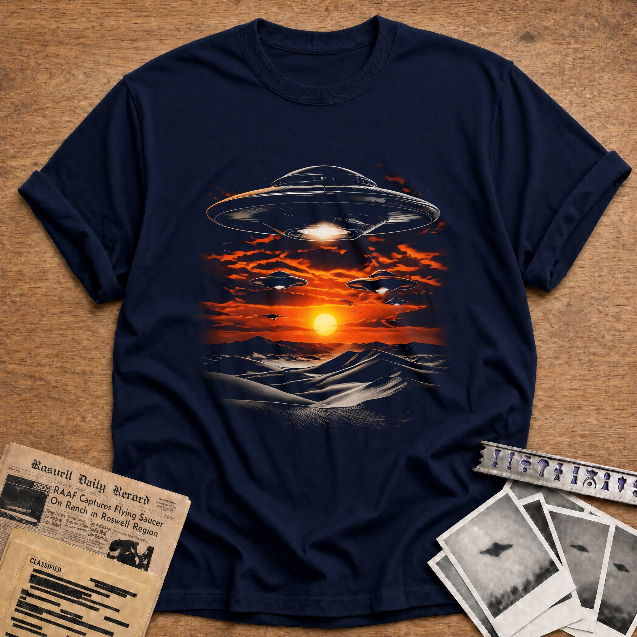 ufo invasion desert sunset alien sci fi - Navy