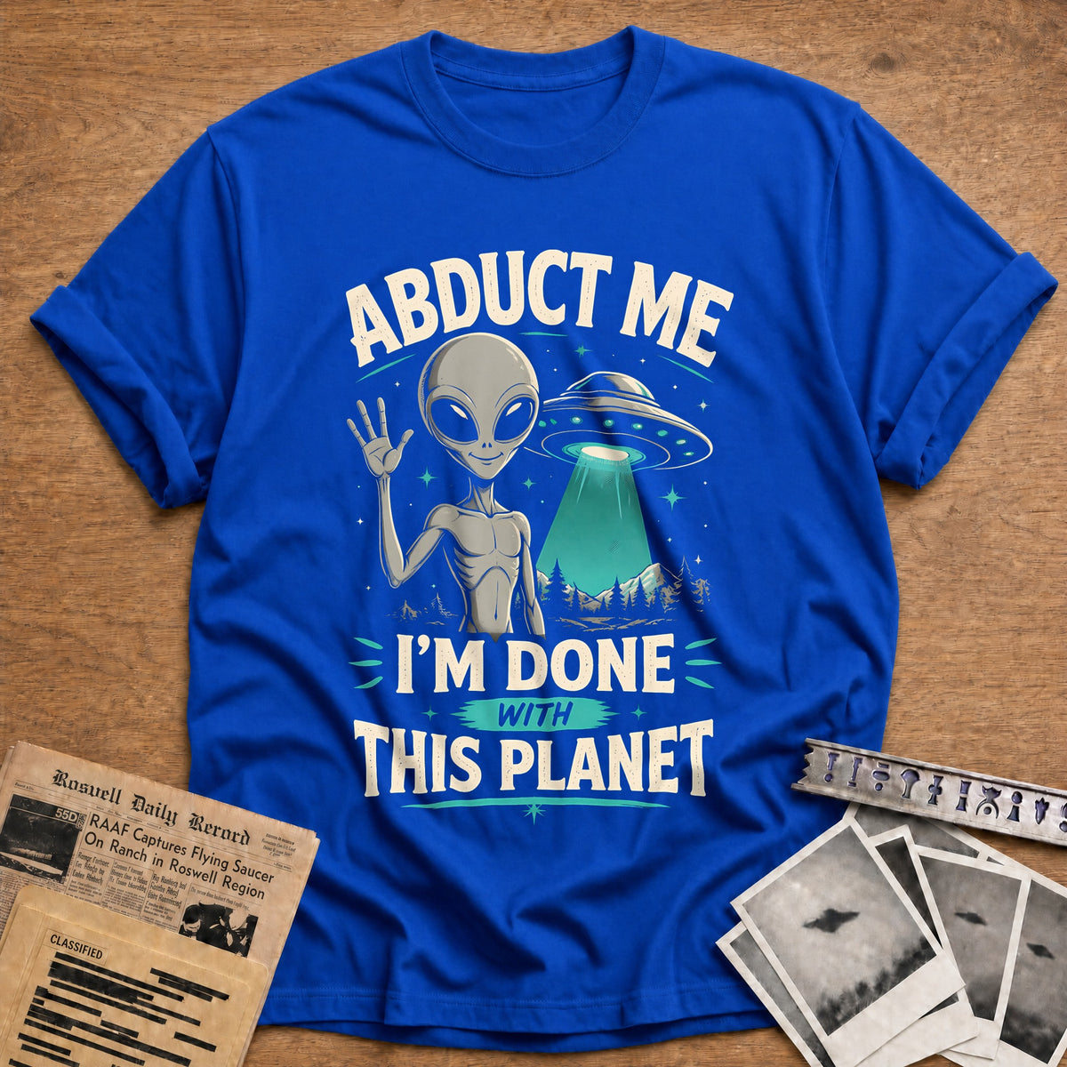 Abduct Me Done Planet 65 T-Shirt - Royal