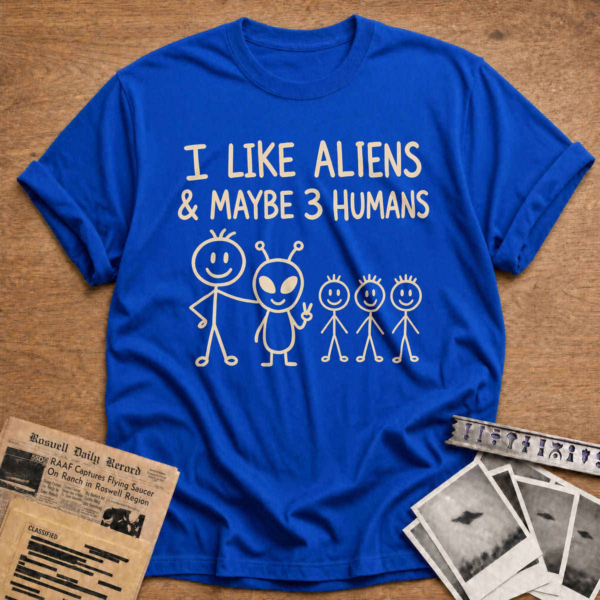 Aliens 3 Humans 55 T-Shirt - Royal