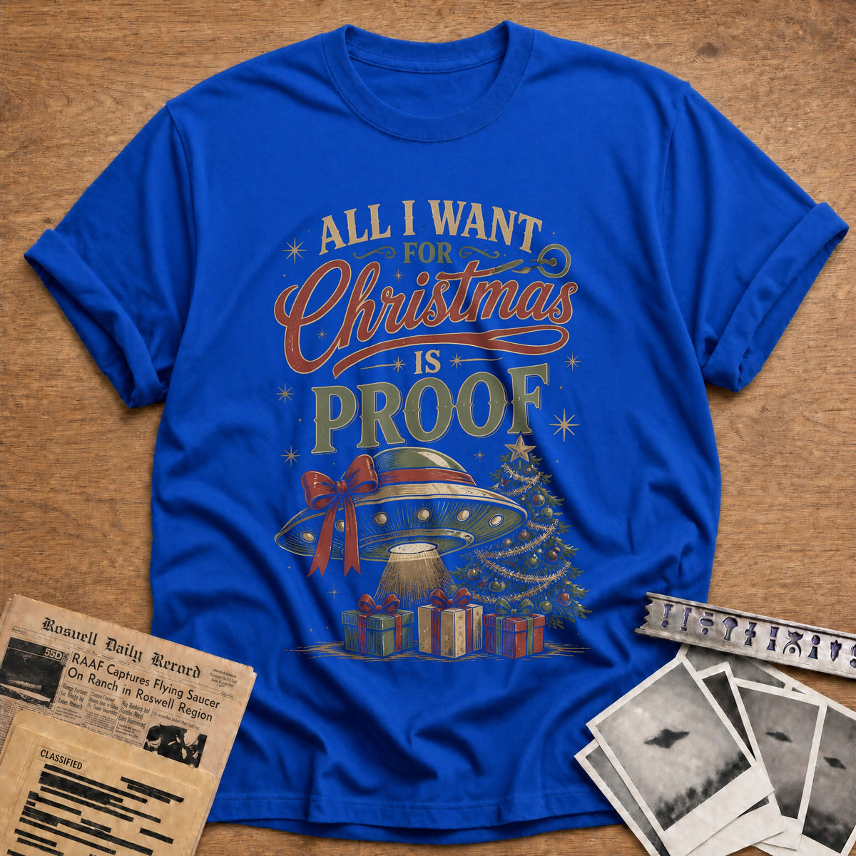 All I Want For Christmas Is Proof 49 T-Shirt - Royal