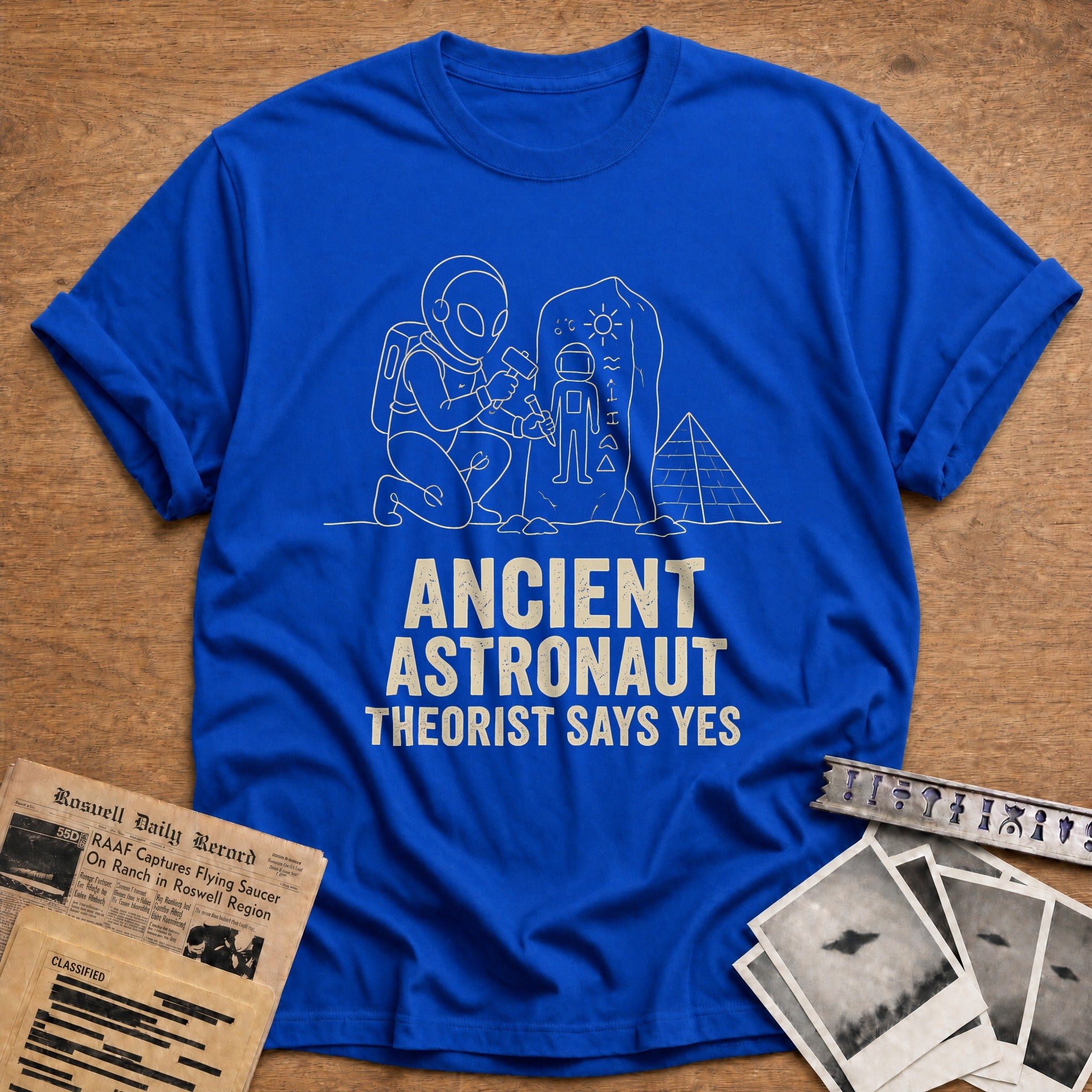 Ancient Astronaut Theorist 71 T-Shirt - Royal