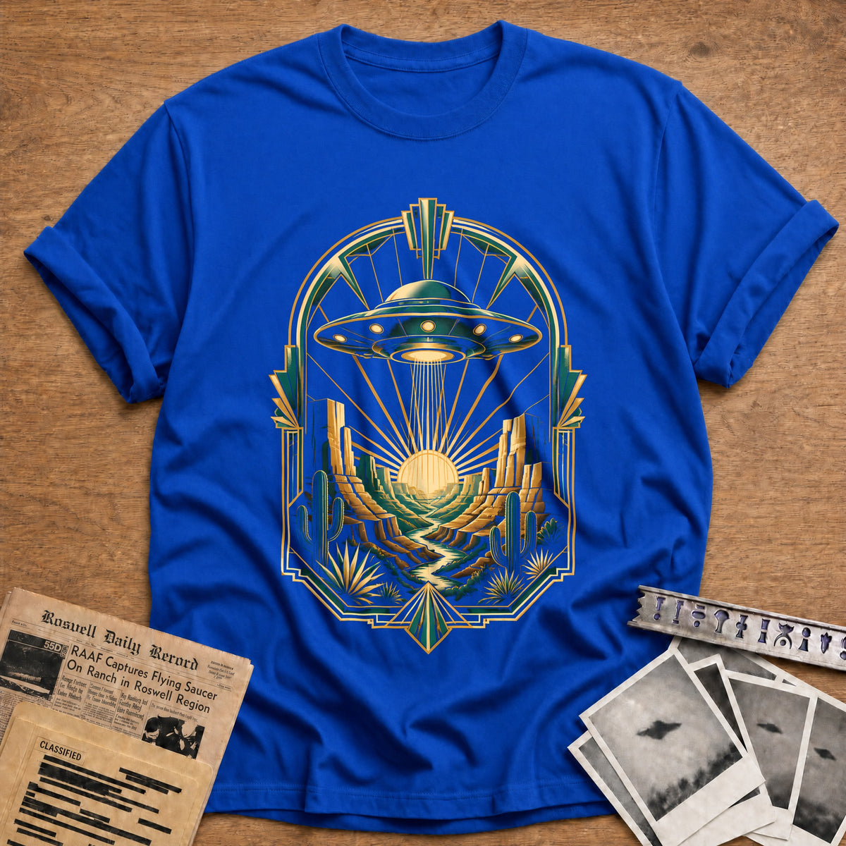 Art Deco Canyon UFO 15 T-Shirt - Royal