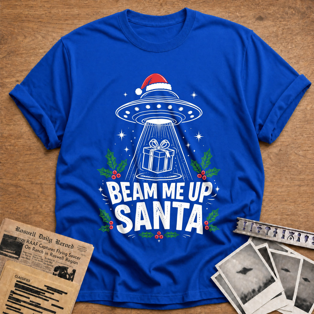 Beam Me Up Santa 82 T-Shirt - Royal