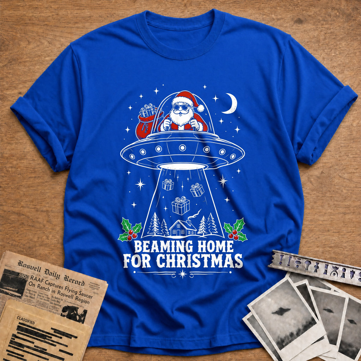 Beaming Home For Christmas 34 T-Shirt - Royal