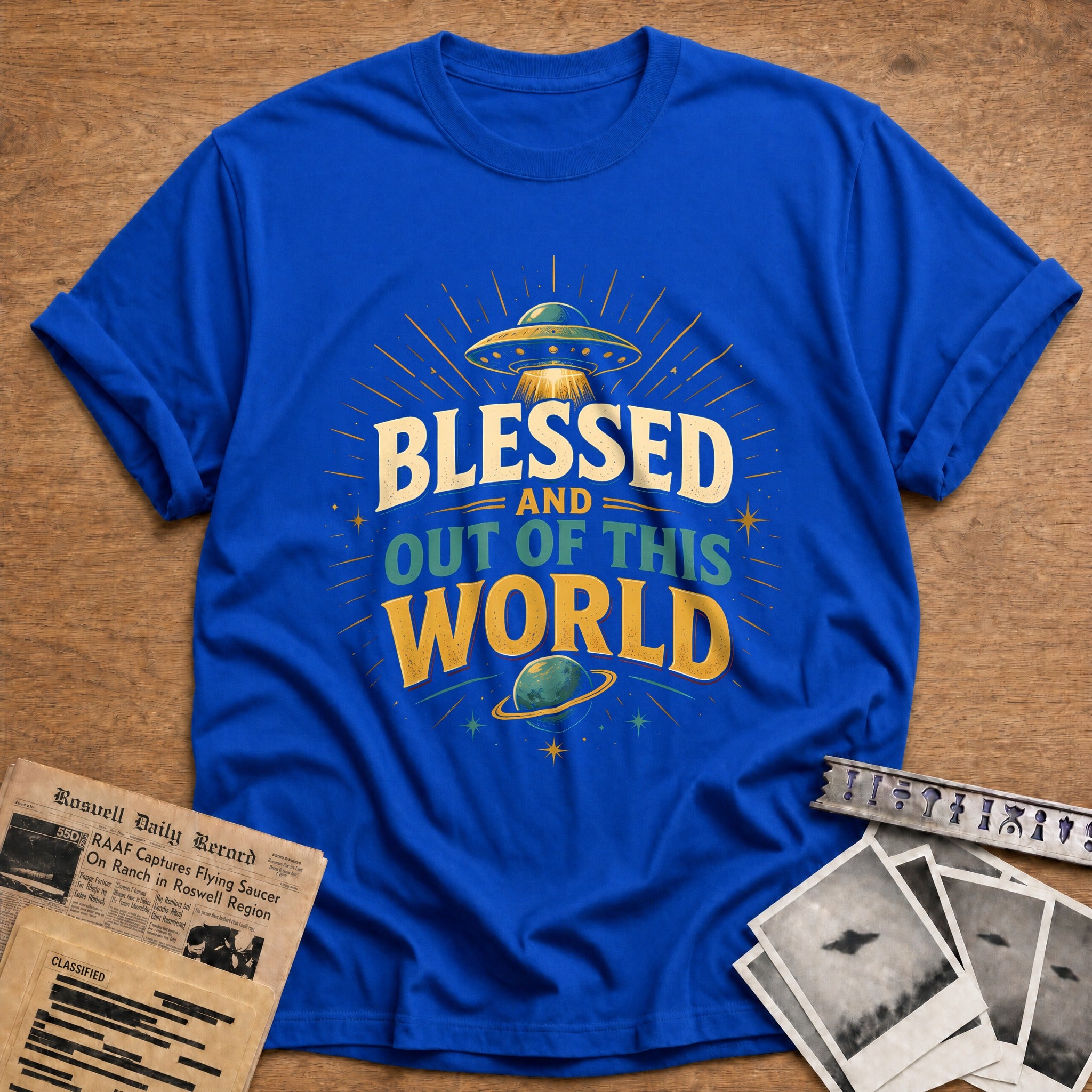 Blessed Out Of This World 73 T-Shirt - Royal