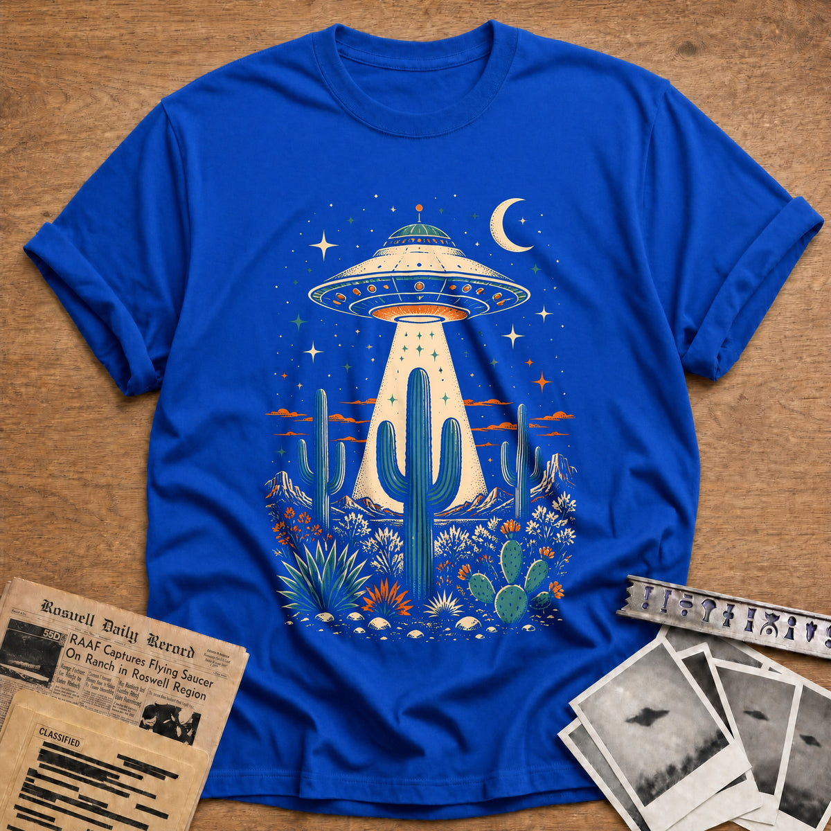 Boho UFO Cactus 45 T-Shirt - Royal