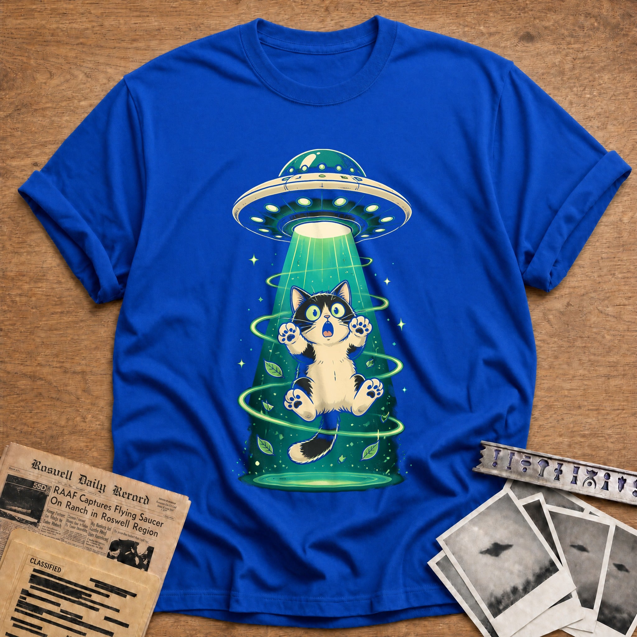 Feline Abduction T-Shirt - Royal