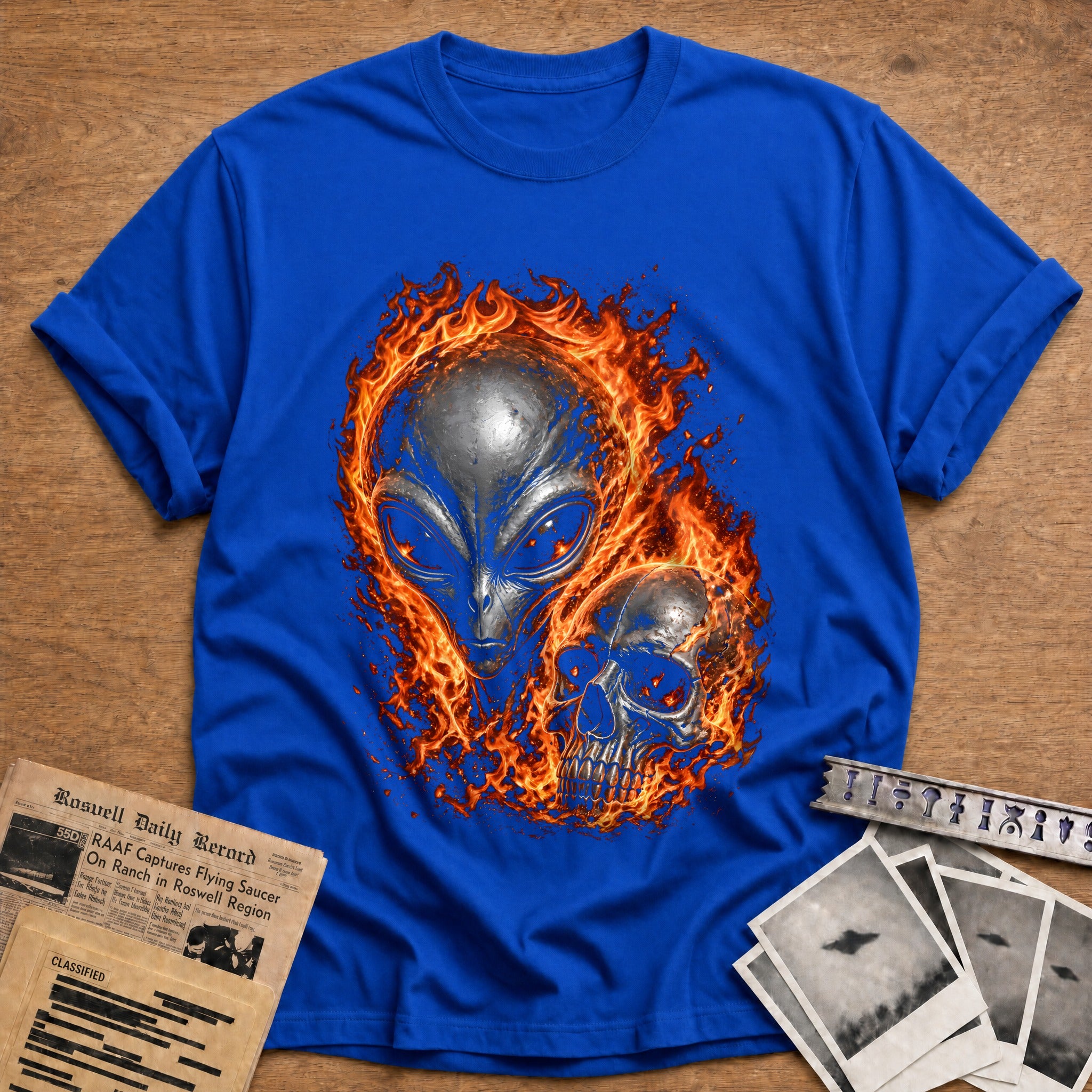 Flaming Alien Skull 81 - Royal