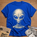 Grey Alien Woodcut 35 T-Shirt - Royal