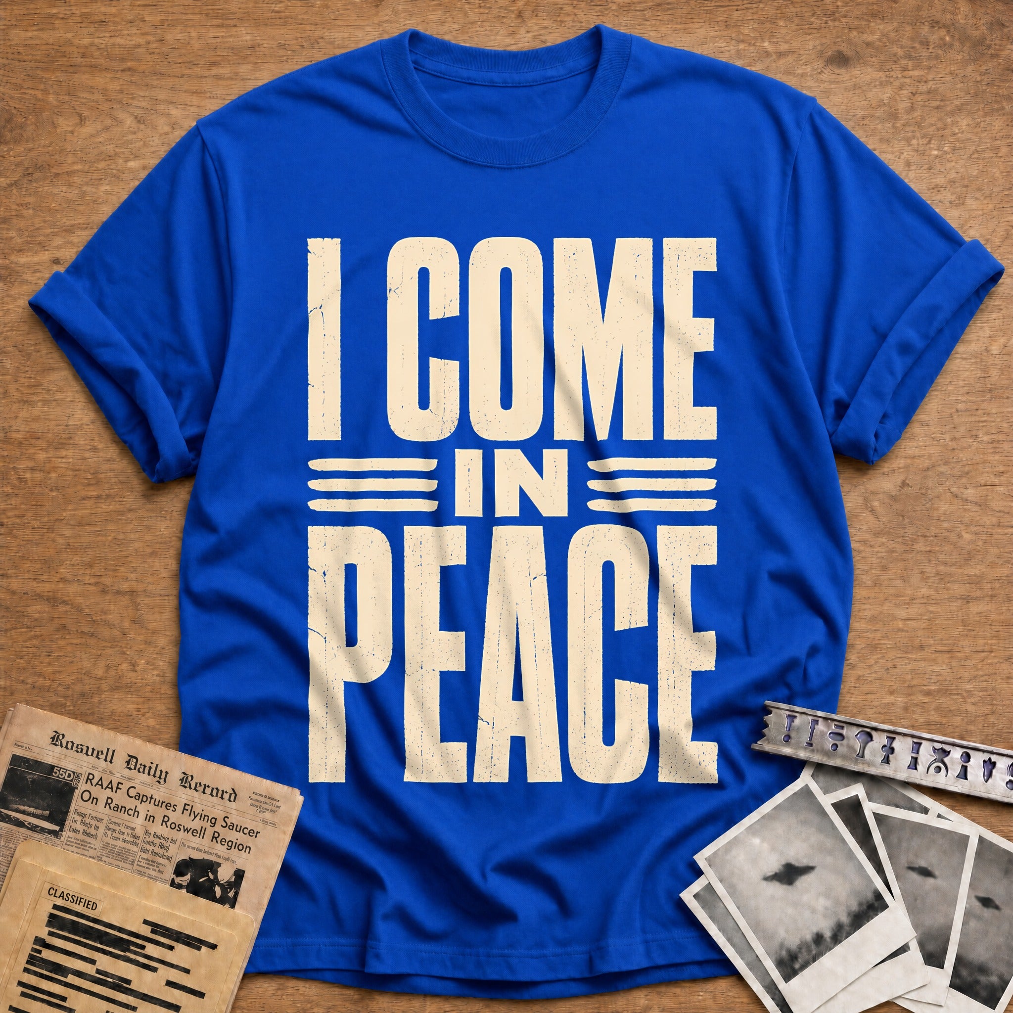 I Come In Peace 77 T-Shirt - Royal