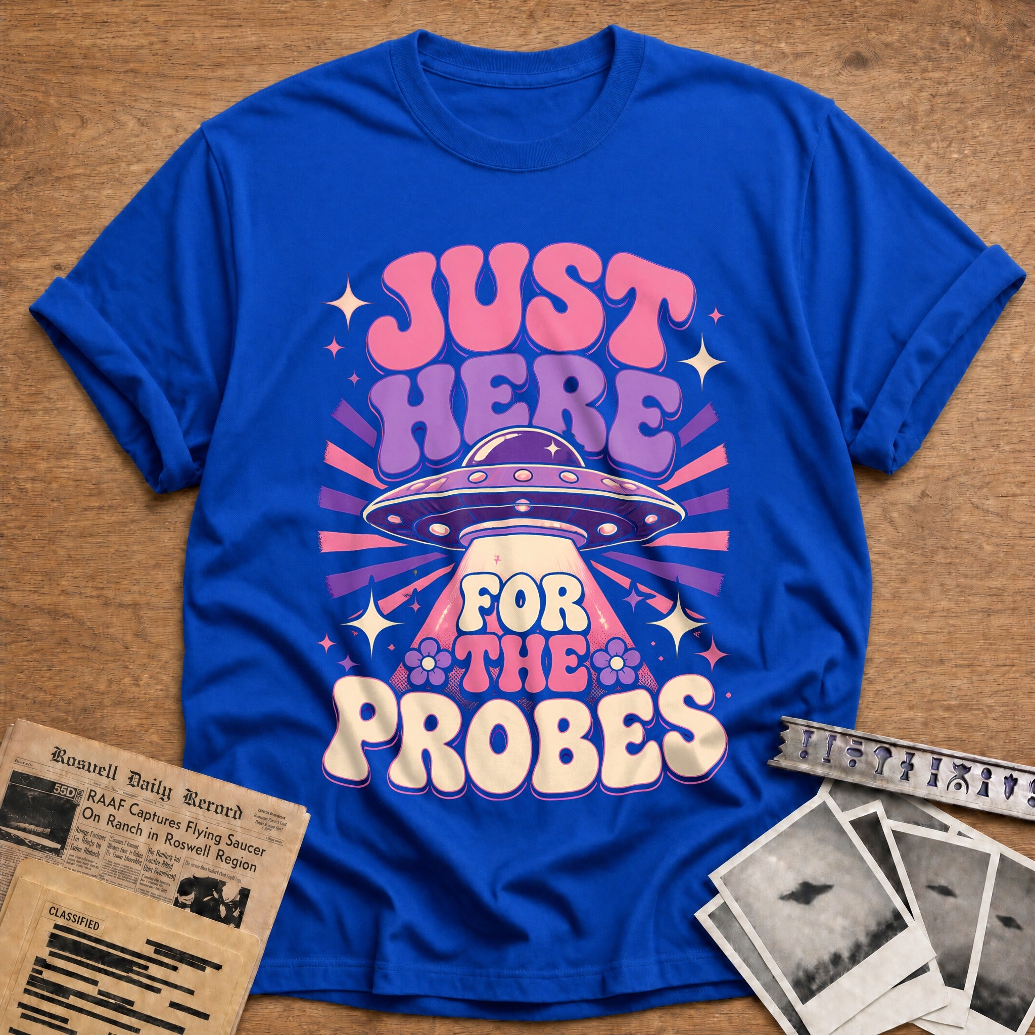 Just Here For The Probes Pink 50 T-Shirt - Royal