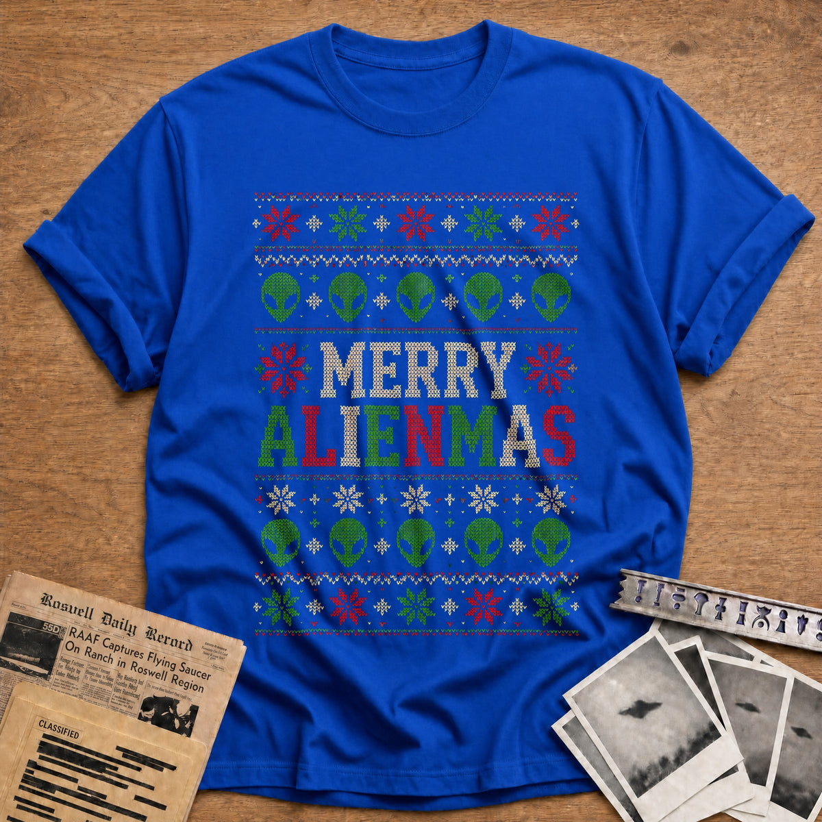 Merry Alienmas 93 T-Shirt - Royal