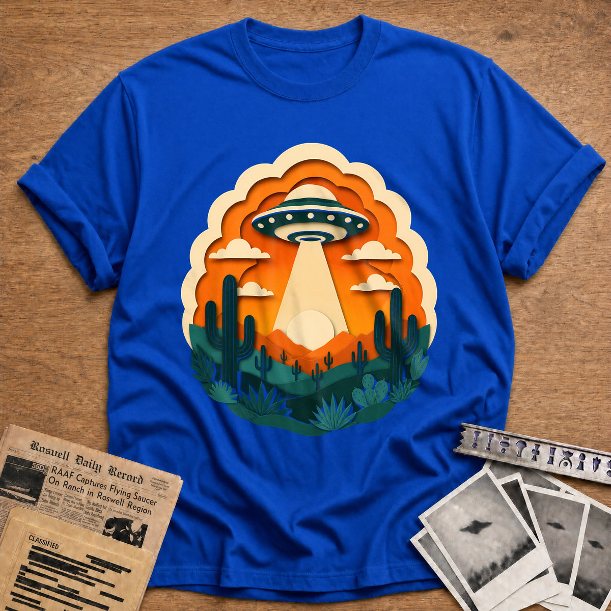 Papercut Cactus 29 T-Shirt - Royal