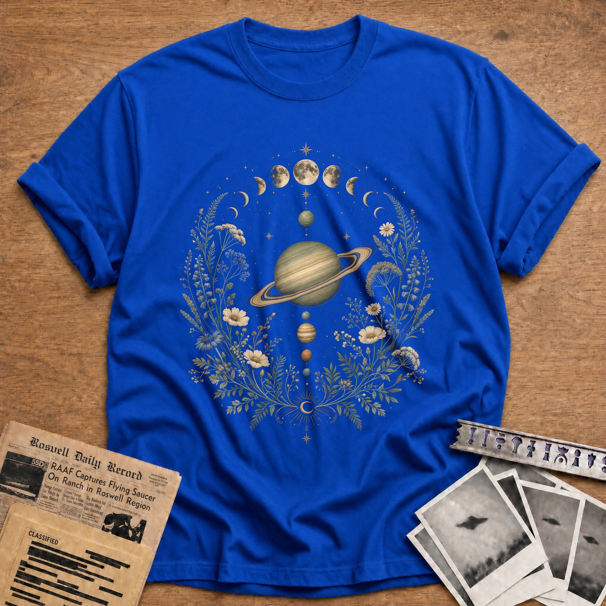 Saturn Moon Phases 23 T-Shirt - Royal