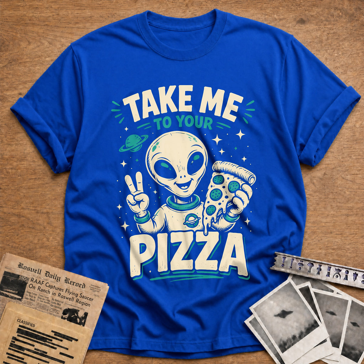 Take Me To Your Pizza 64 T-Shirt - Royal