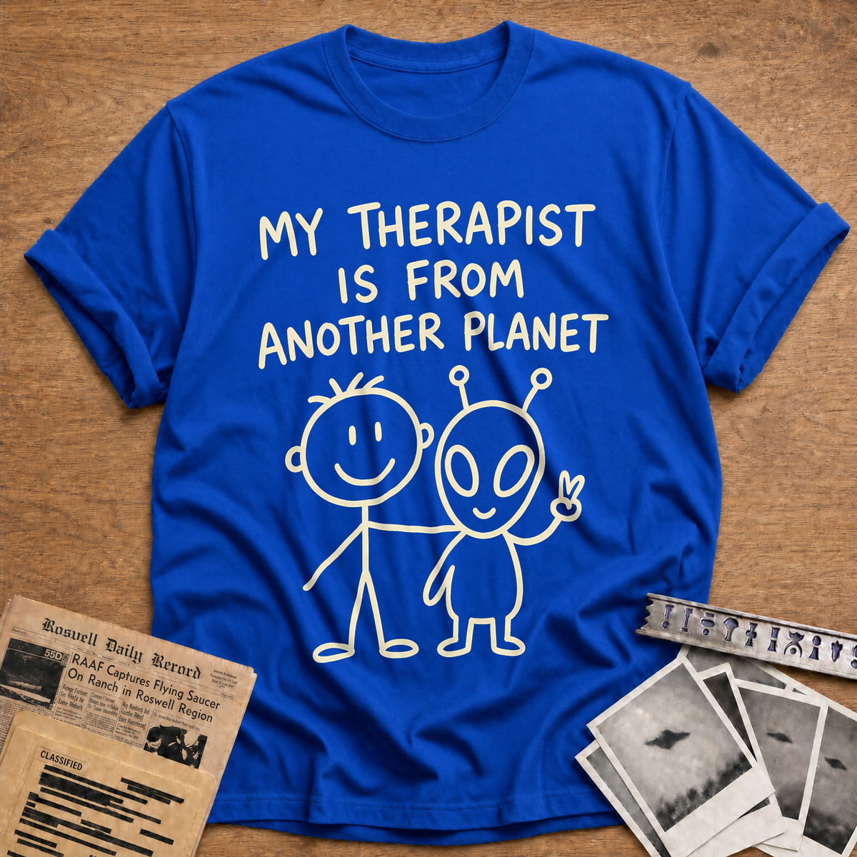 Therapist Another Planet 23 T-Shirt - Royal