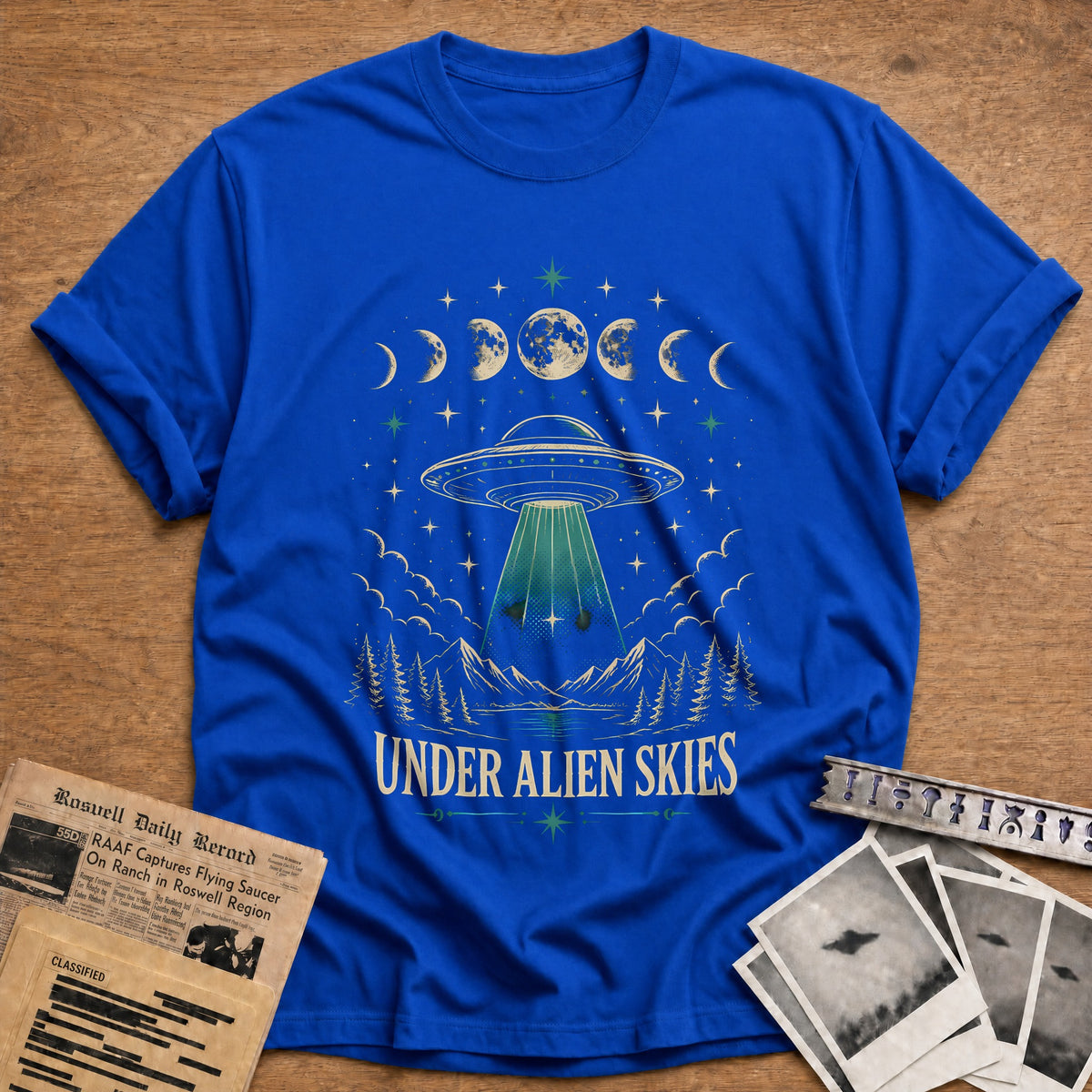 Under Alien Skies Moon 86 T-Shirt - Royal