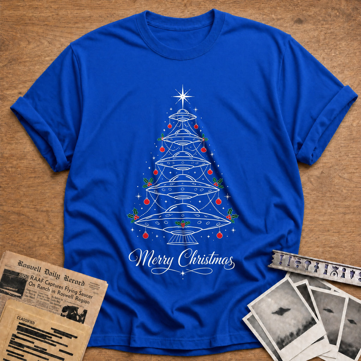 Whiteline Ufo Tree Script 72 T-Shirt - Royal