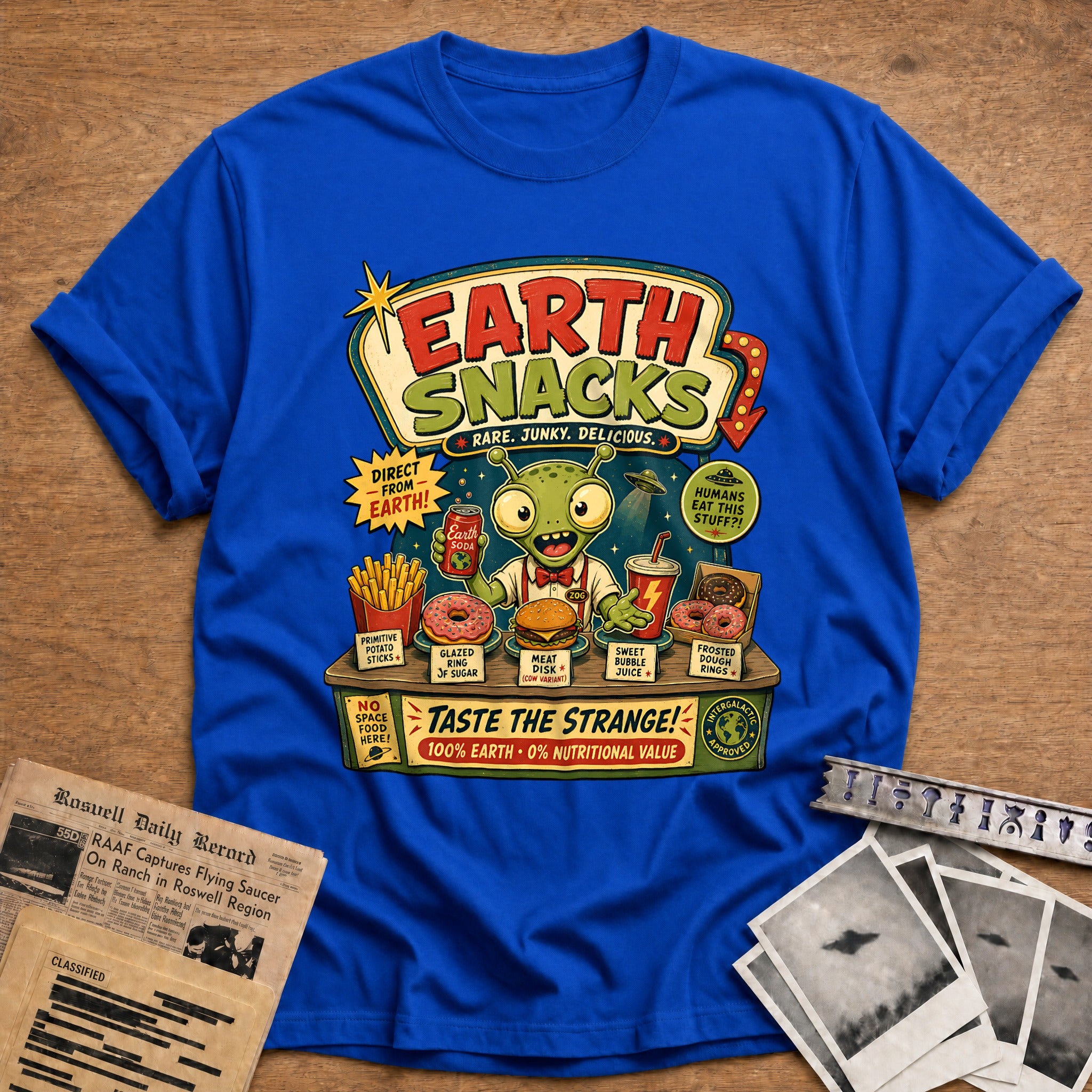 earth snacks alien food funny retro - Royal