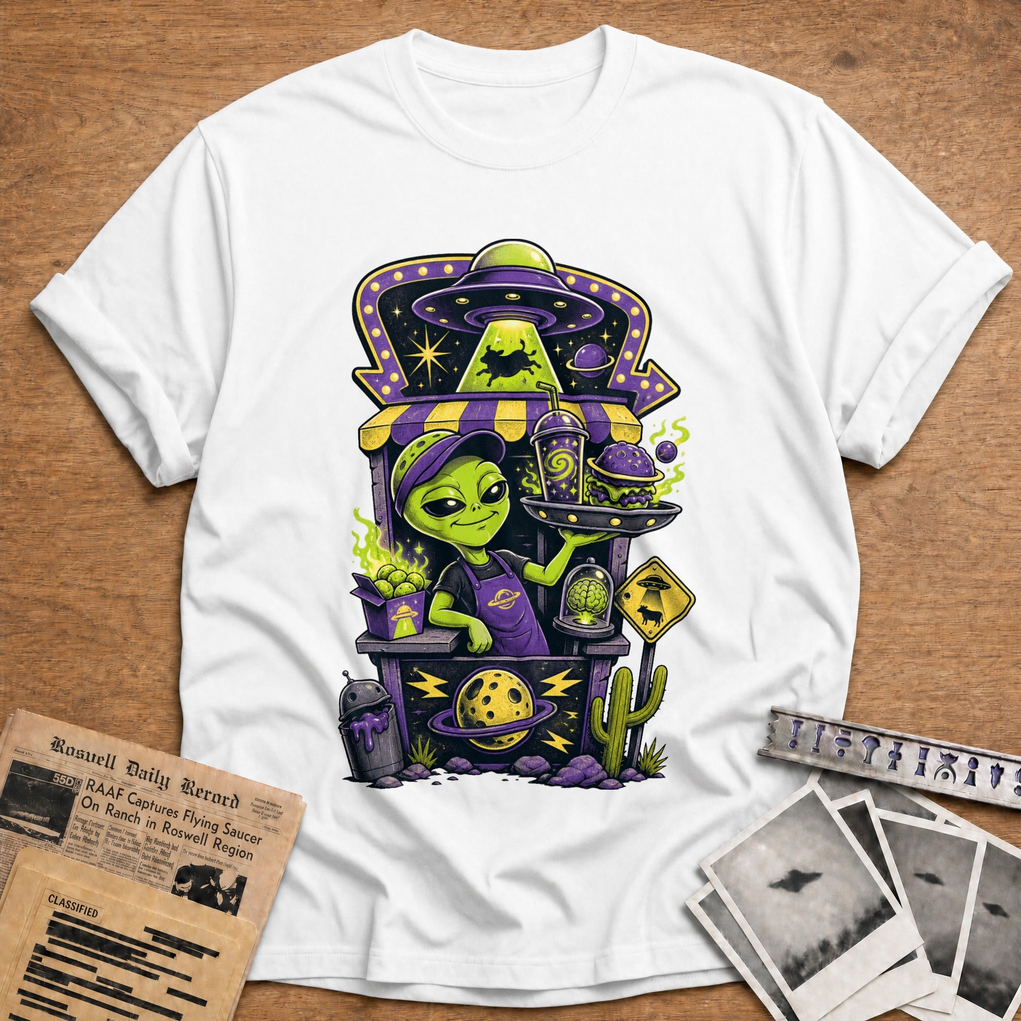 alien chef space kitchen funny - White