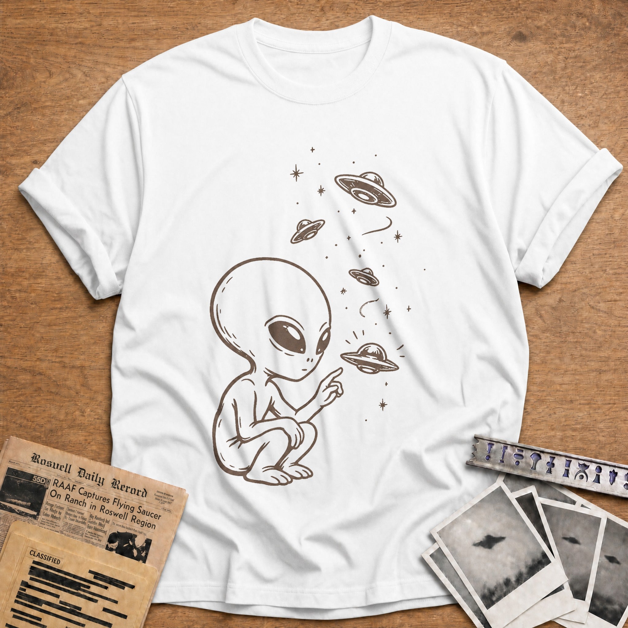 alien ufo space sci fi funny - White